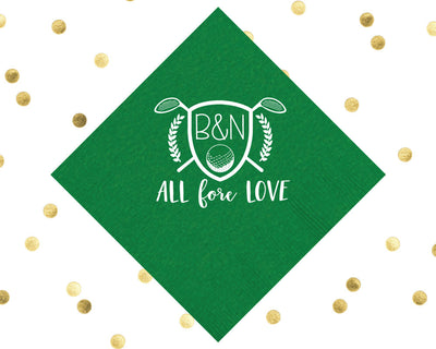 Golf Lover Wedding Cocktail Napkin Design #1614