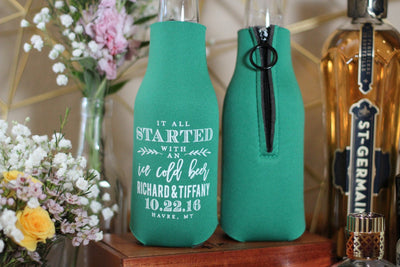 It All Started with an Ice Cold Beer Zippered Bottle Can Coolers #1657