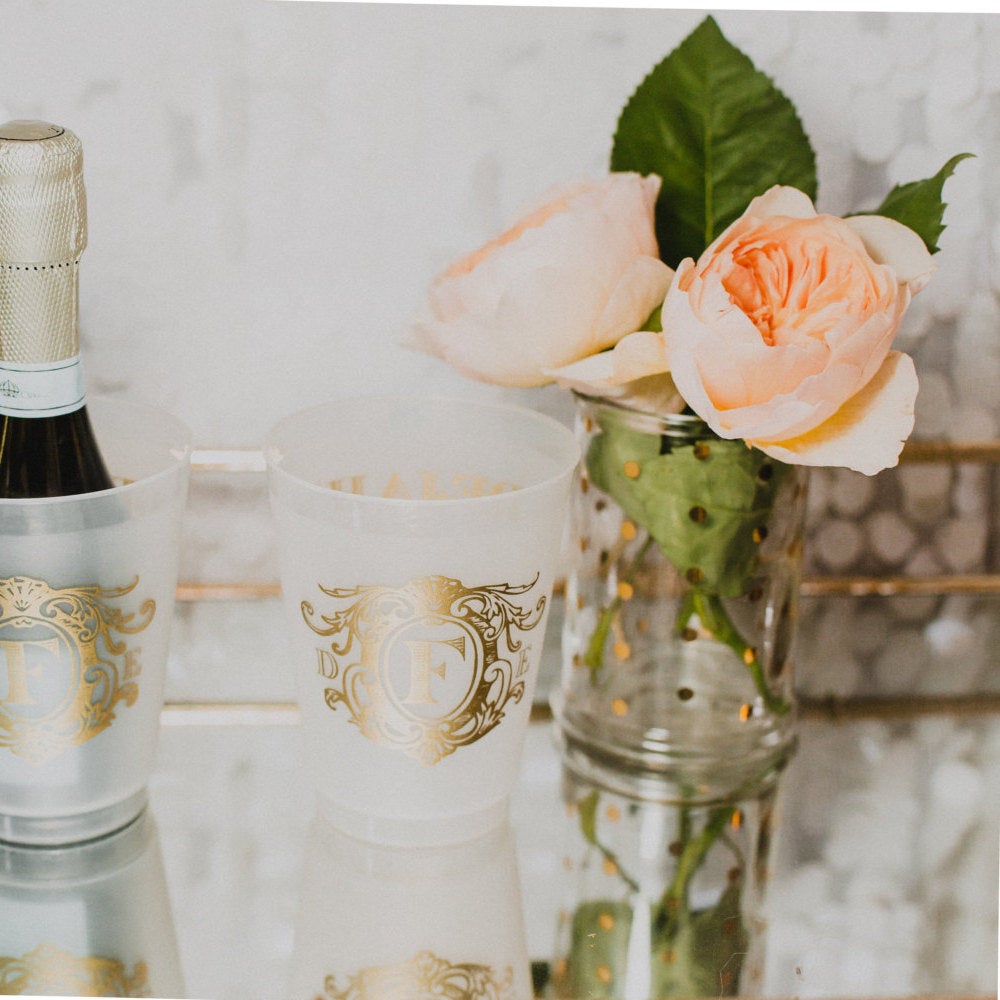 Gold Monogram Frosted Cups #1496