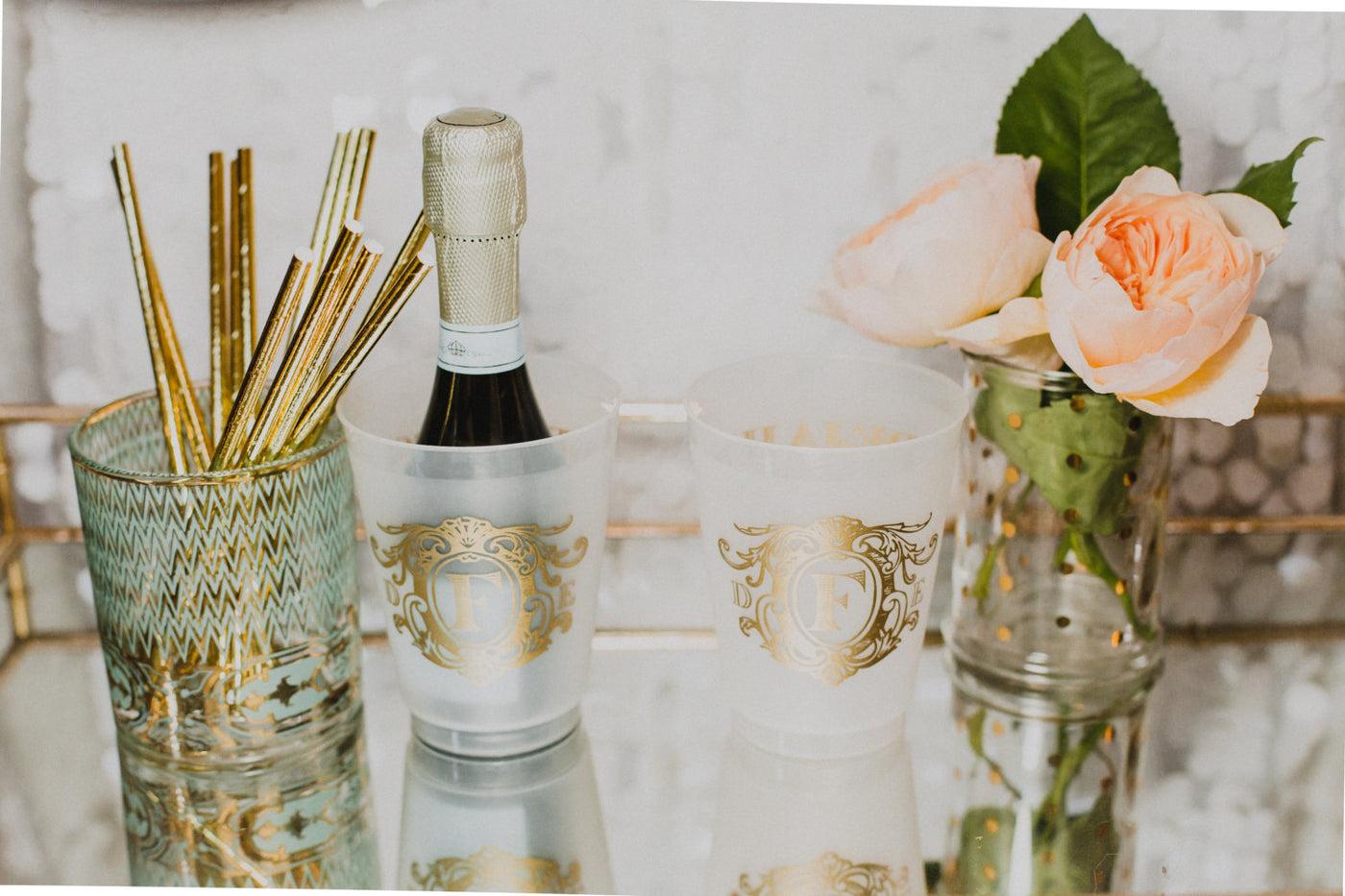 Custom Elegant Gold Frosted Cups #1496