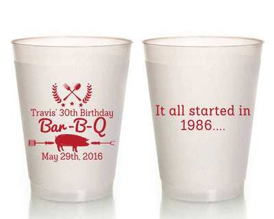 BBQ Pig Roast Party Frosted Cups, #1541