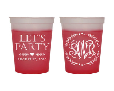 Let's Party Monogram Color Changing Mood Cup Design #1587