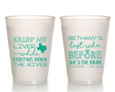 Last Ride Before She's a Bride Killin My Liver Floatin on the River Bachelorette Party Frosted Cups, #1600