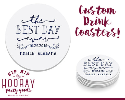Last Name Floral Wreath Drink Coasters #1631