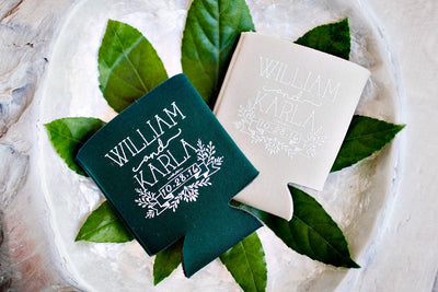 We Want to be Formal But We're Here to Party Wedding Can Cooler Design #1423