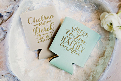 Cheers to Love Laughter Happily Ever After Can Coolers #1470