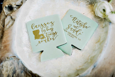 Personalized NOLA Wedding Can Coolers #1448
