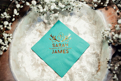 Gold Foil Deer Antler Beverage Napkins #1279, #1028