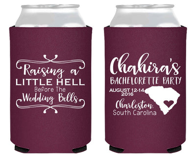 Raising A Little Hell Bachelorette Neoprene Can Coolers #1653