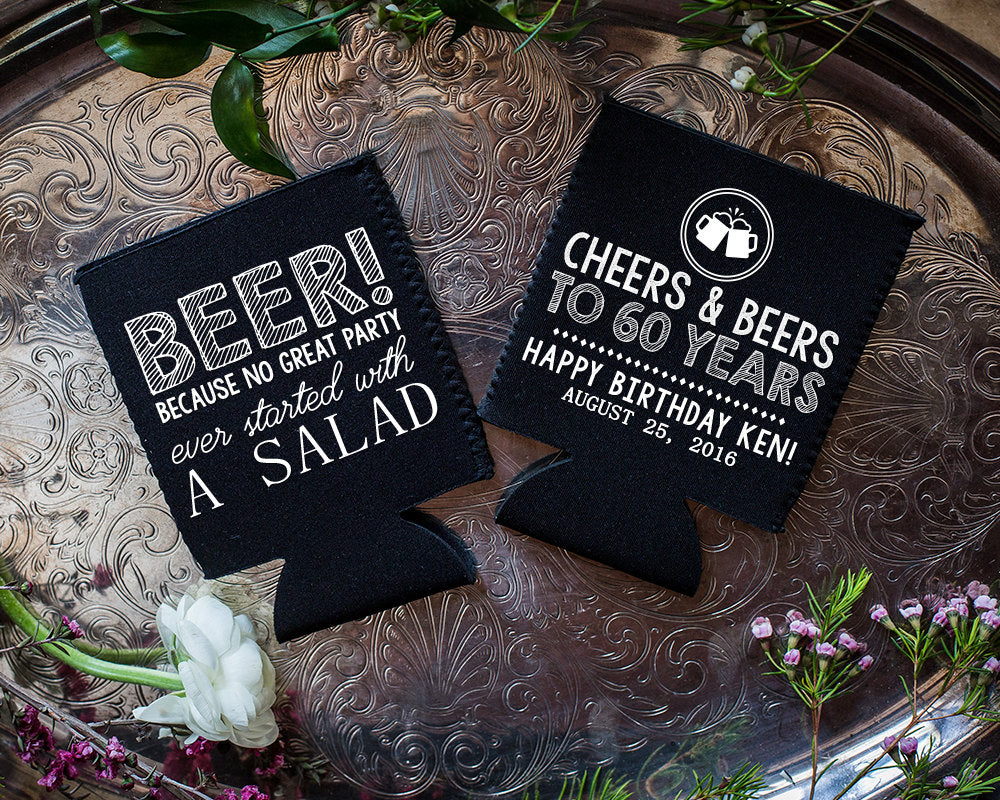 Cheers and Beers Birthday Party Neoprene Can Coolers, #1654
