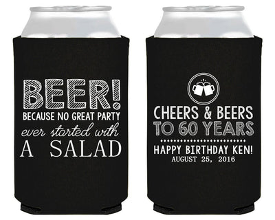 Cheers and Beers Birthday Party Neoprene Can Coolers, #1654