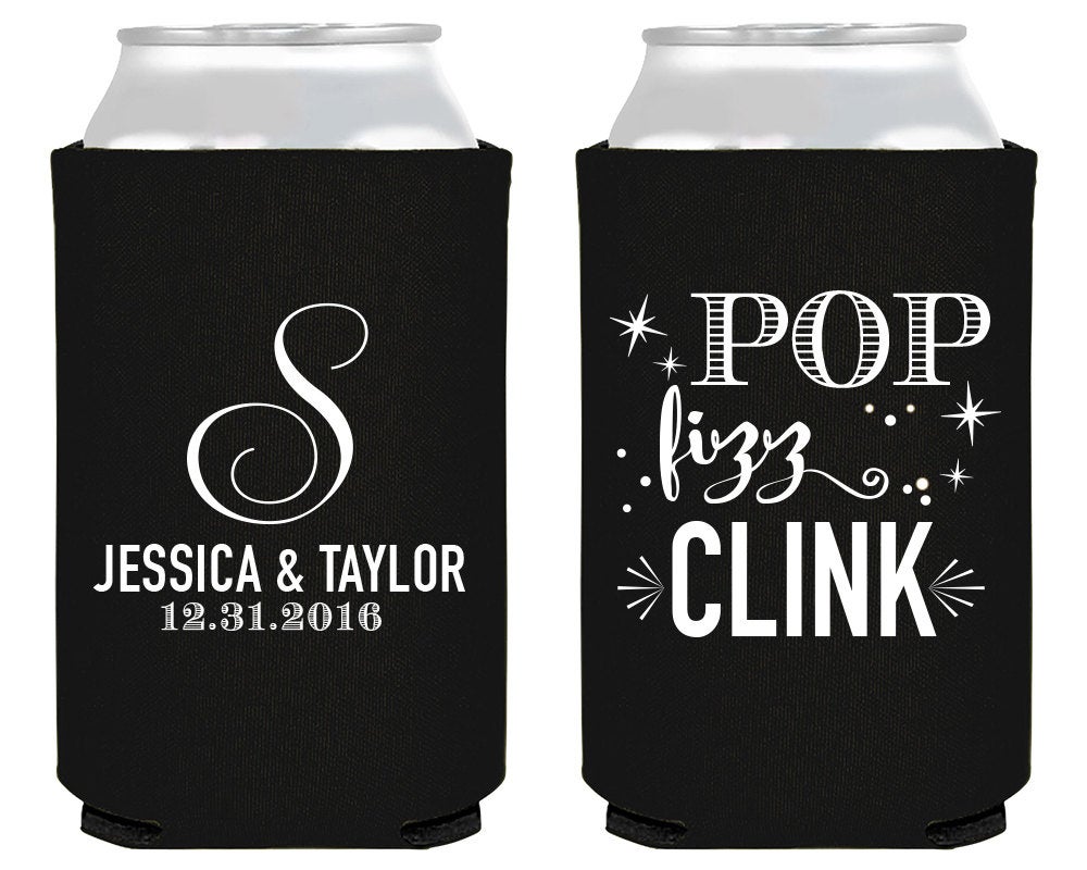 Pop Fizz Clink Wedding Can Coolers #1626