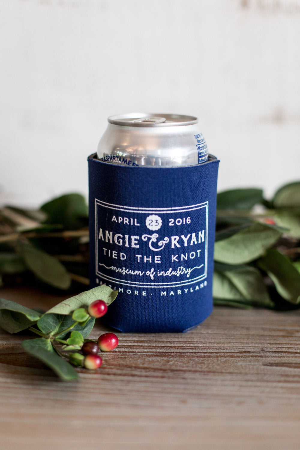 Neoprene Tied the Knot Wedding Favor Can Coolers #1478
