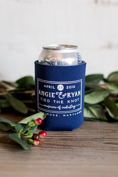 Neoprene Tied the Knot Wedding Favor Can Coolers #1478
