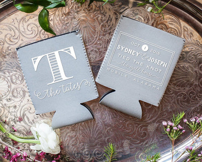 We Tied the Knot Monogram Wedding Can Coolers #1478