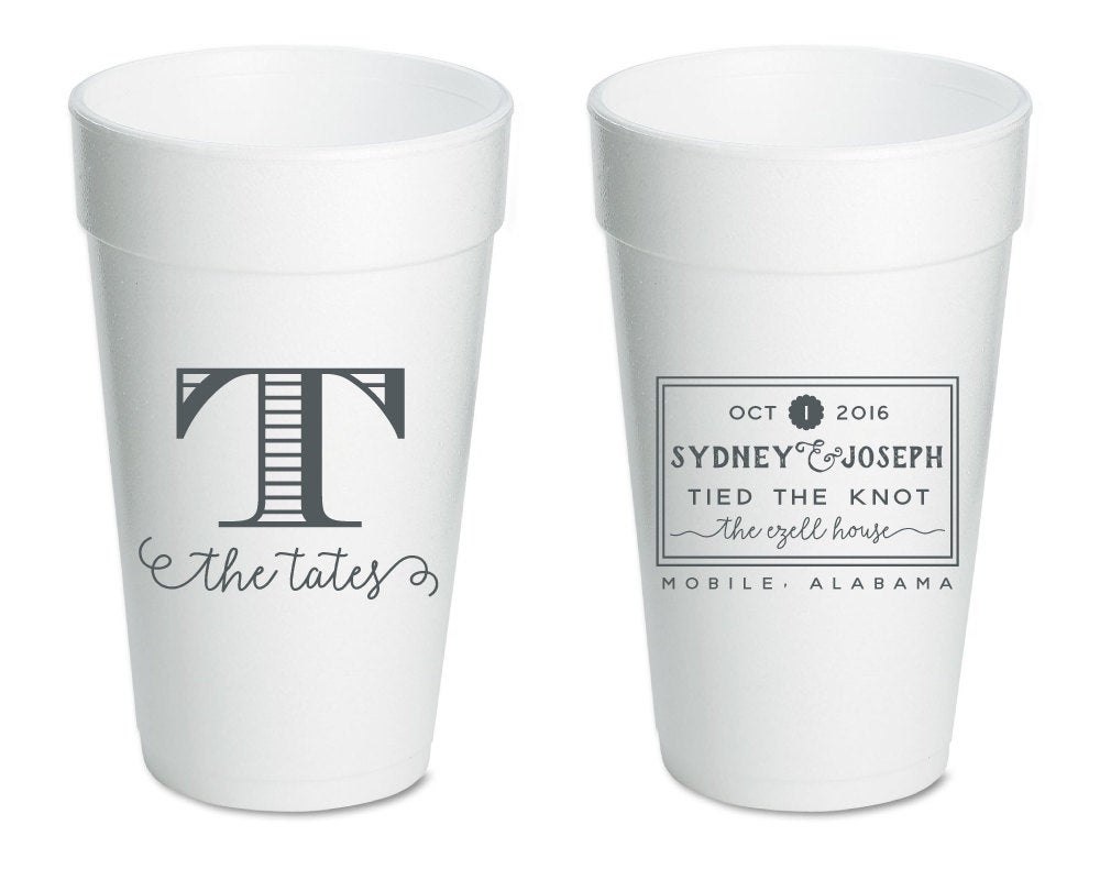 Tied the Knot Location Foam Cups #1478