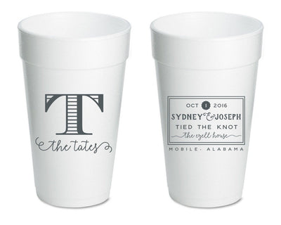 Tied the Knot Location Foam Cups #1478
