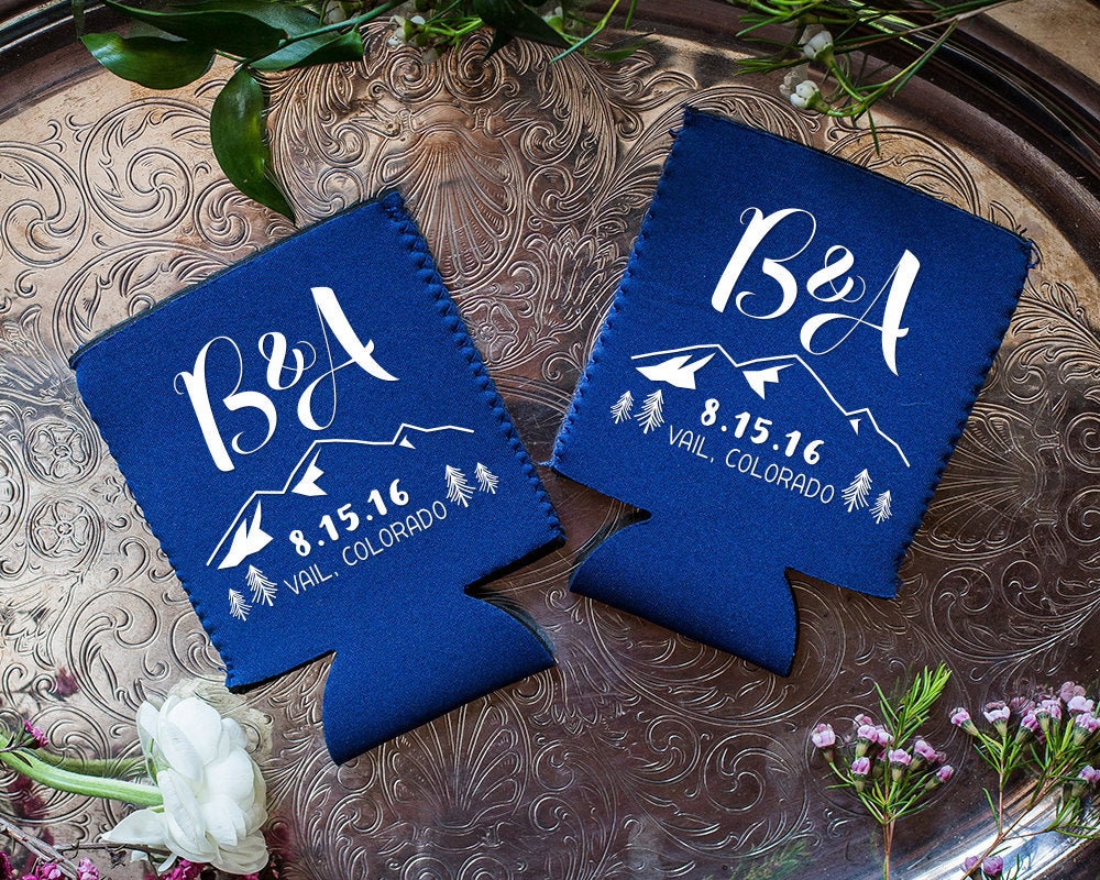 Mountain Neoprene Wedding Can Coolers, #1629