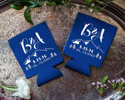 Mountain Neoprene Wedding Can Coolers, #1629