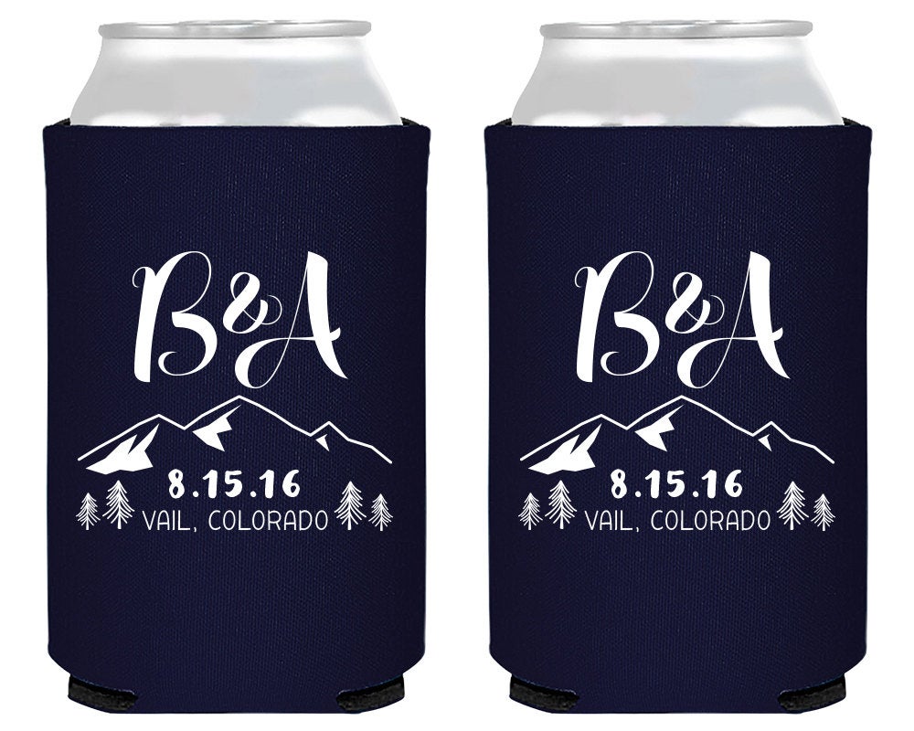 Mountain Neoprene Wedding Can Coolers, #1629