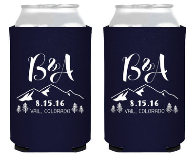 Mountain Neoprene Wedding Can Coolers, #1629