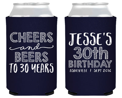 Cheers and Beers to 30 Years Birthday Neoprene Can Coolers, #1656