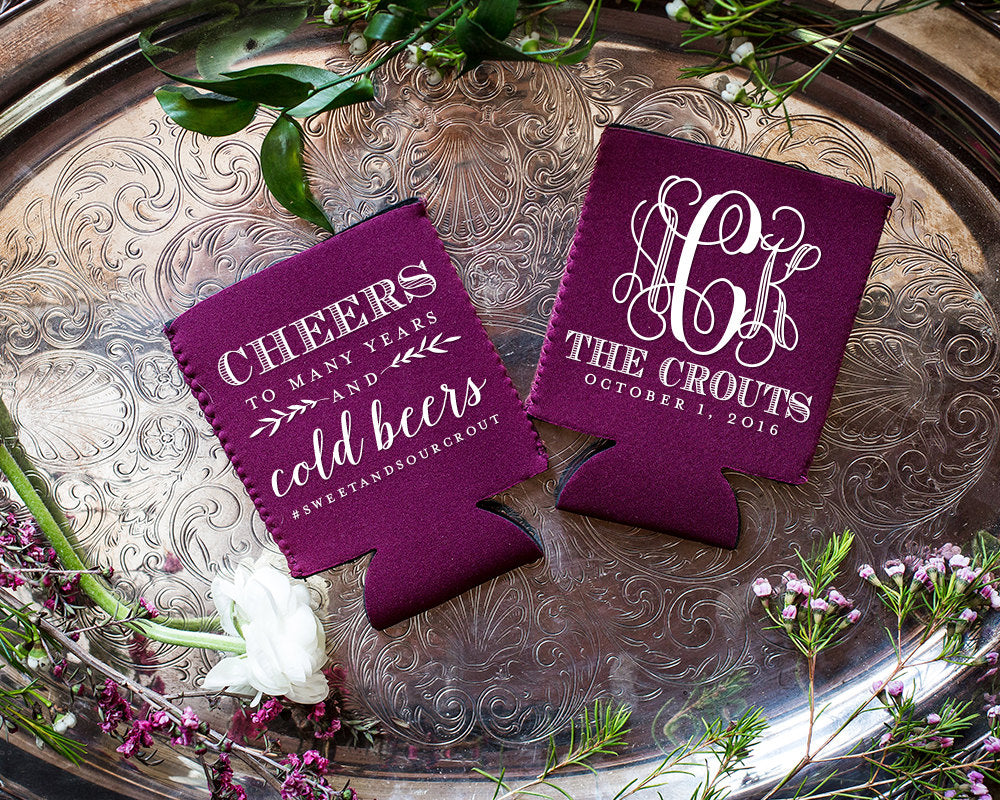 Cheers to Many Years Wedding Guest Favors Neoprene Can Coolers, #1608