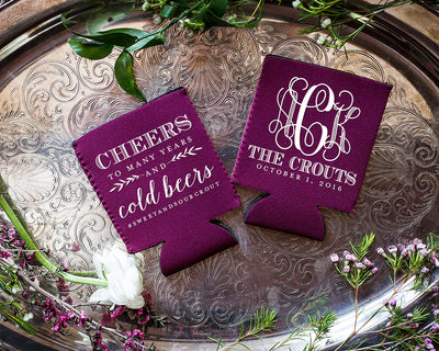 Cheers to Many Years Wedding Guest Favors Neoprene Can Coolers, #1608