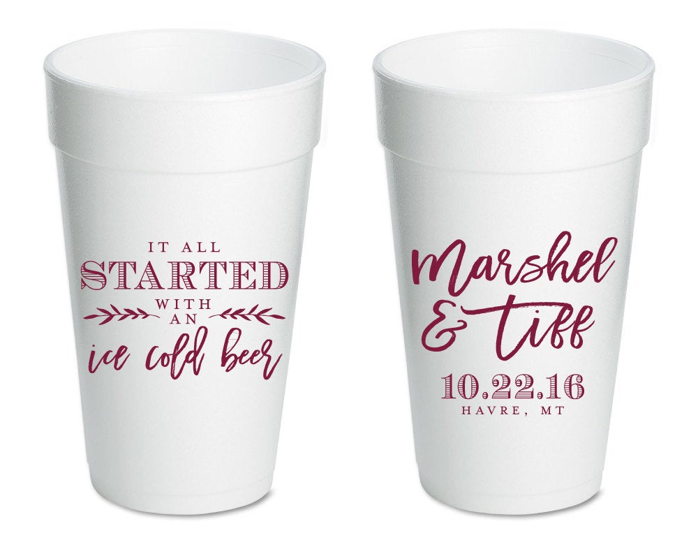 Custom Wedding Reception Foam Cups #1657