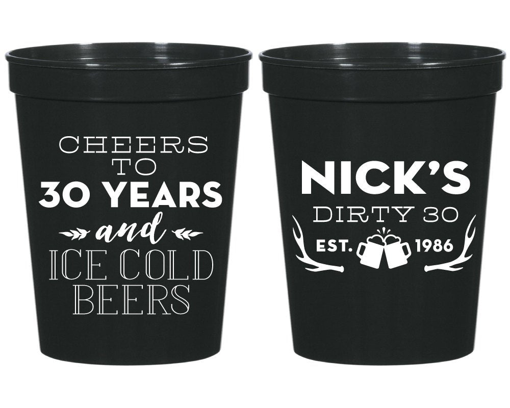Cheers to 30 Years Birthday Stadium Cups #1568