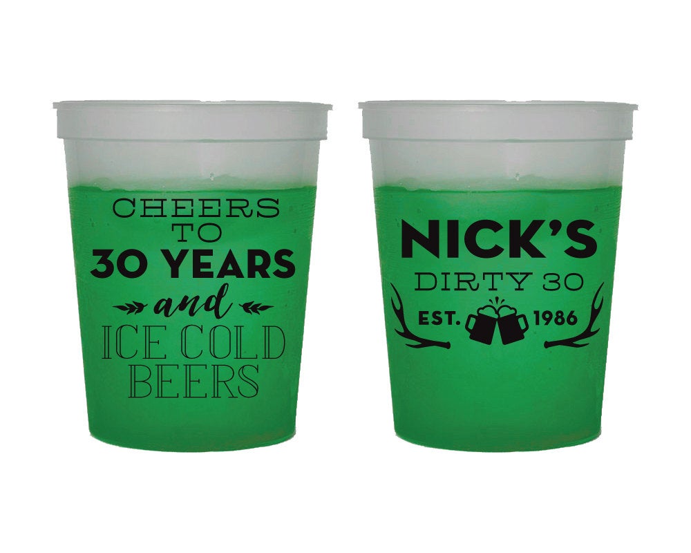 Cheers to 30 Years Birthday Color Changing Cups #1568