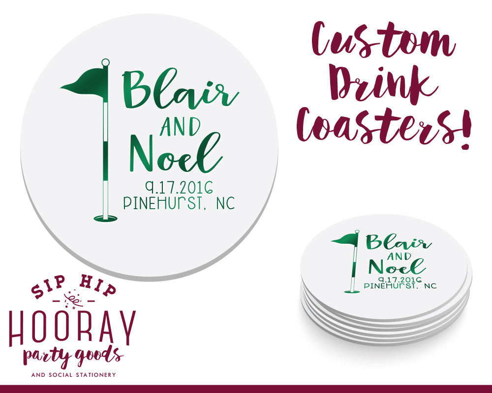 Custom Golf Party Drink Coasters #1614