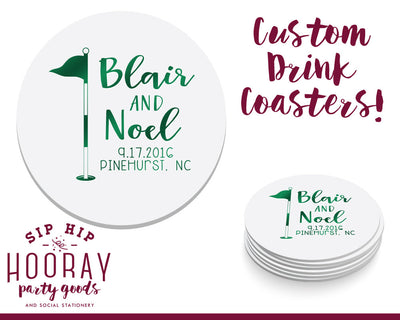 Custom Golf Party Drink Coasters #1614