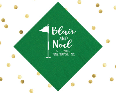 Golf Lover Wedding Cocktail Napkin Design #1614