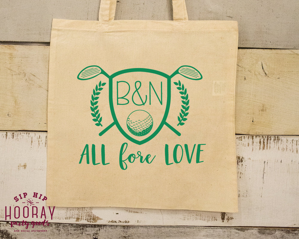 All Fore Love Initials Golf Tote Bags #1614