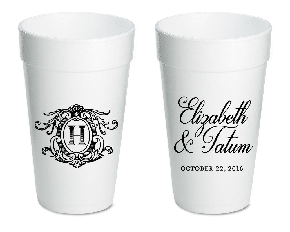 Custom Wedding Monogram Foam Cups #1663
