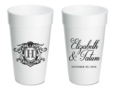 Custom Wedding Monogram Foam Cups #1663