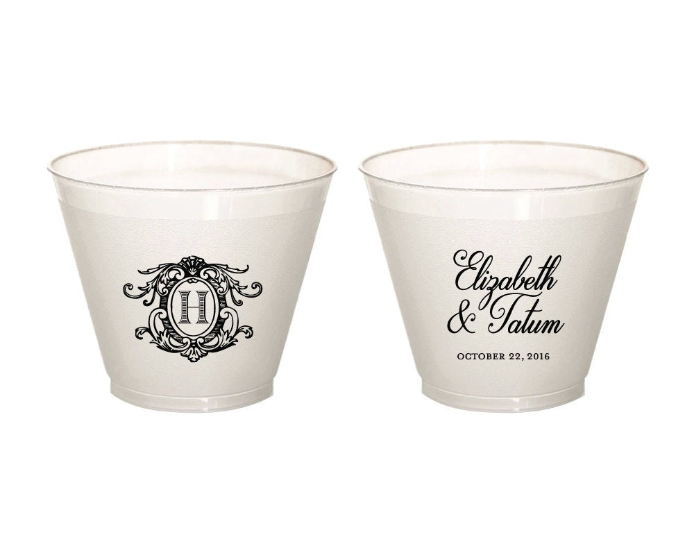 Custom Elegant Monogram 9oz Wine Cups #1663