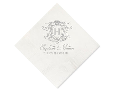 Elegant Gold Foil Monogram Beverage Napkins #1663