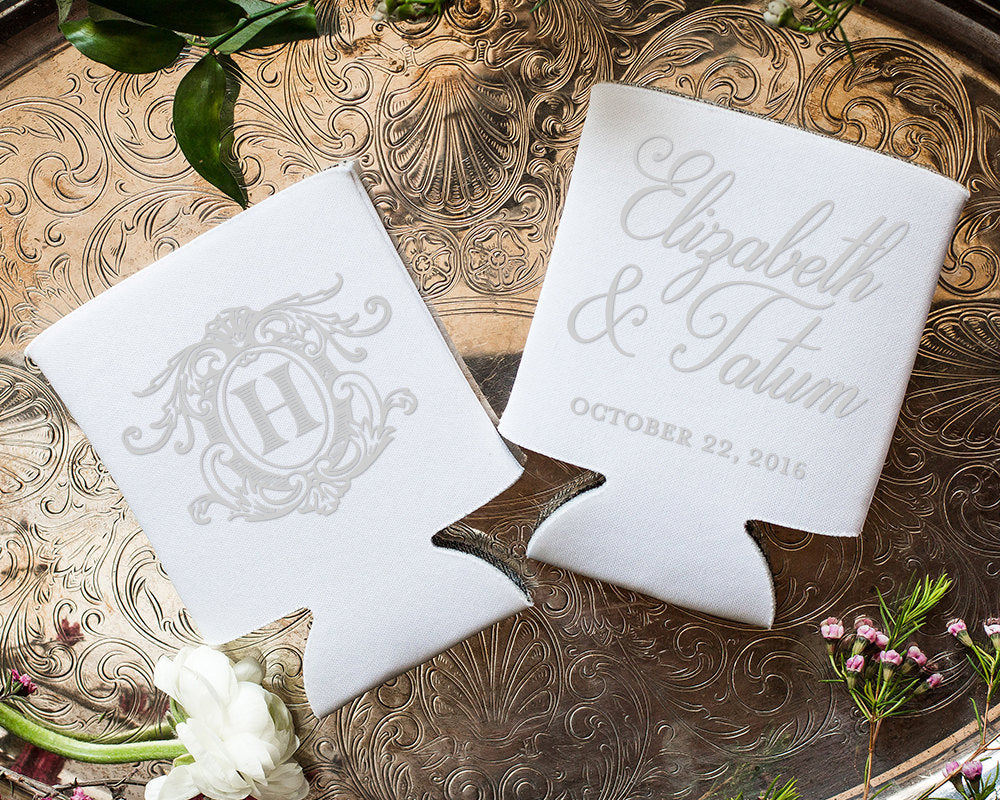Elegant Monogrammed Wedding Neoprene Can Coolers #1663