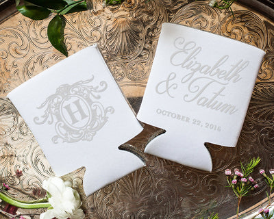 Elegant Monogrammed Wedding Neoprene Can Coolers #1663