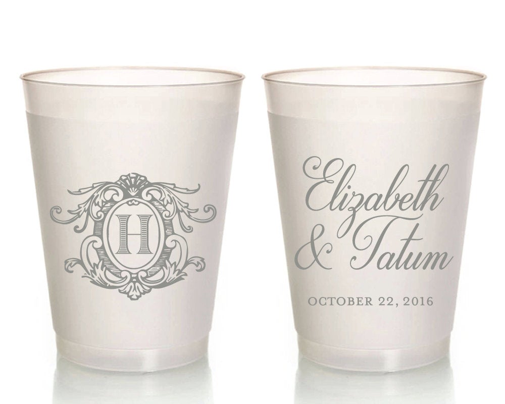Custom Monogrammed Wedding Frosted Cups #1663