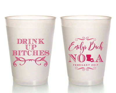 Drink Up B*tches NOLA Bachelorette Frosted Party Cups, #1666