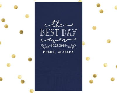 Best Day Ever Custom Wedding Guest Towel Napkin Design #1631