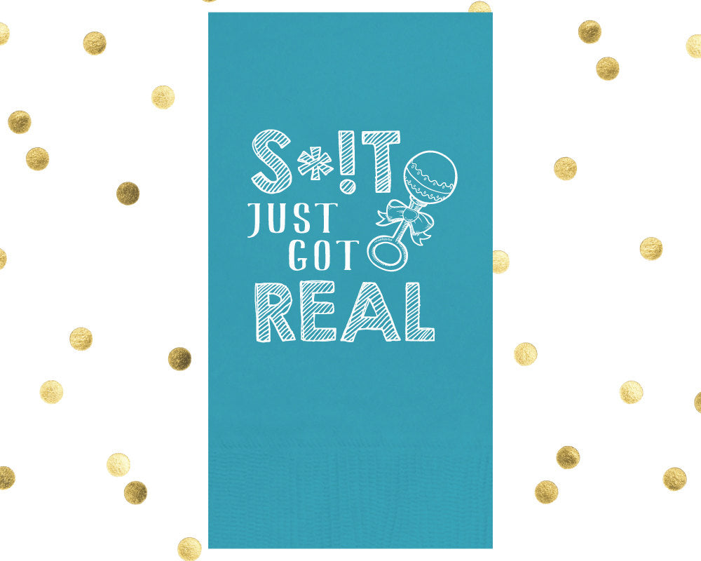 Shit Just Got Real Baby Shower Guest Towel Design #1632