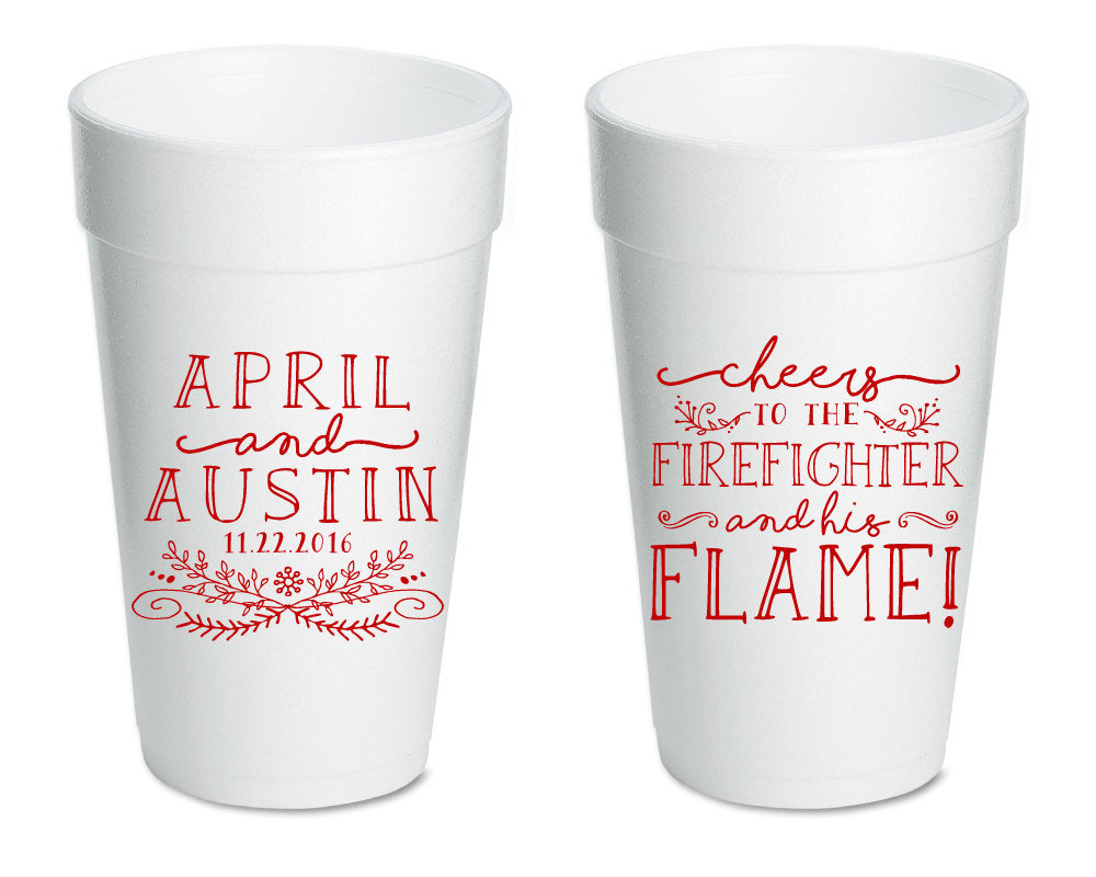 Fireman Wedding Foam Cups  #1574