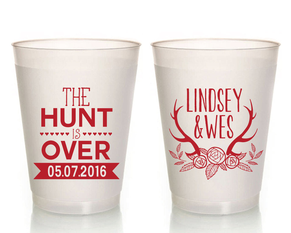 The Hunt is Over Rustic Wedding Frosted Cups #1582