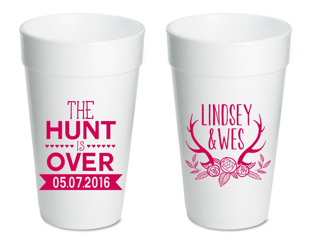 The Hunt is Over | Hearts and Cute Antlers Foam Cup #1582
