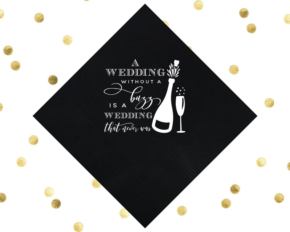 Wedding Without a Buzz Beverage Napkins #1607