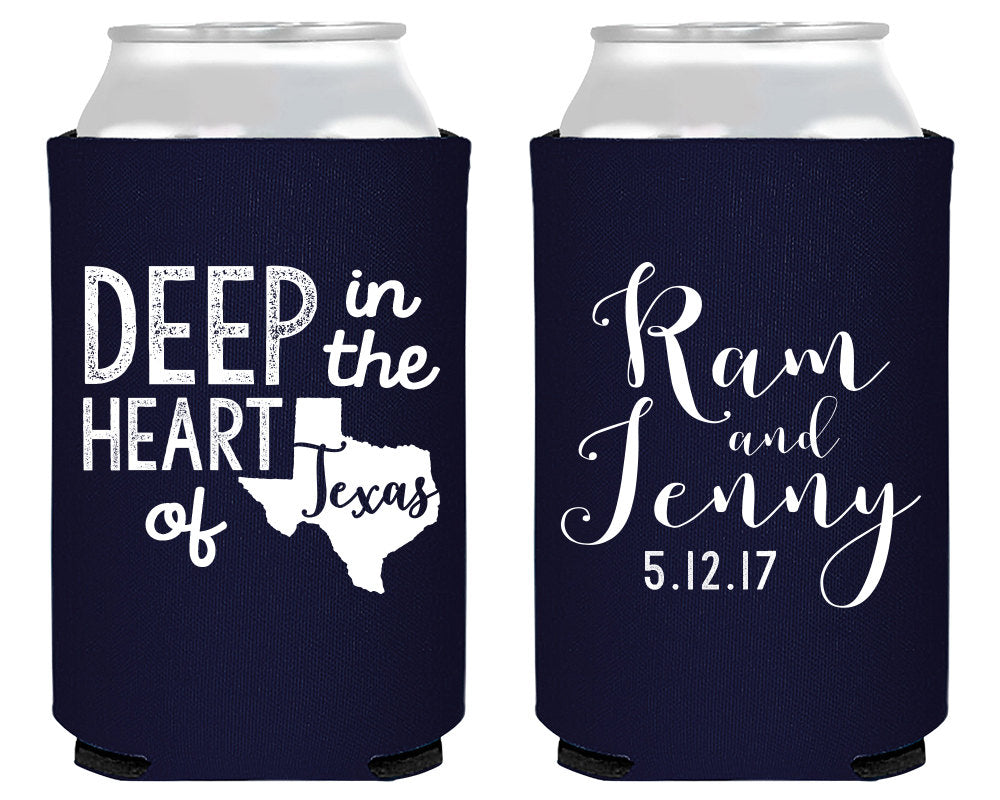Deep in the Heart of Texas Wedding Can Coolers #1650